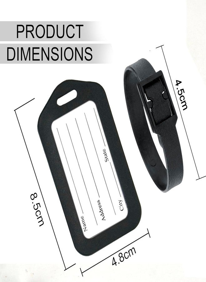 سنديا مجموعة من 6 بطاقات تعريف للأمتعة من SNDIA مع حزام، بطاقات ذكية لحقائب السفر والحقائب المدرسية لتسهيل التعرف على الحقائب - أسود - Image 2